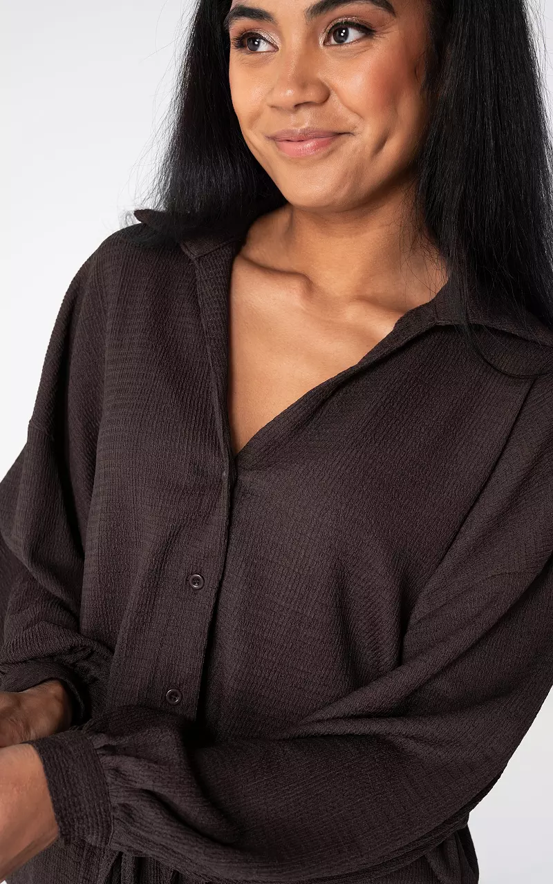 Oversized blouse with buttons Dark Brown