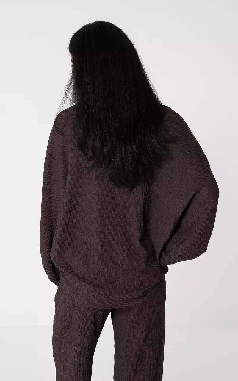 Oversized blouse with buttons Dark Brown