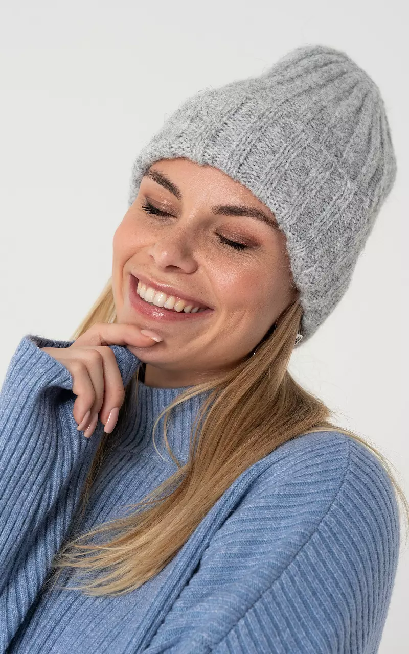 Ribbed basic beanie Grey