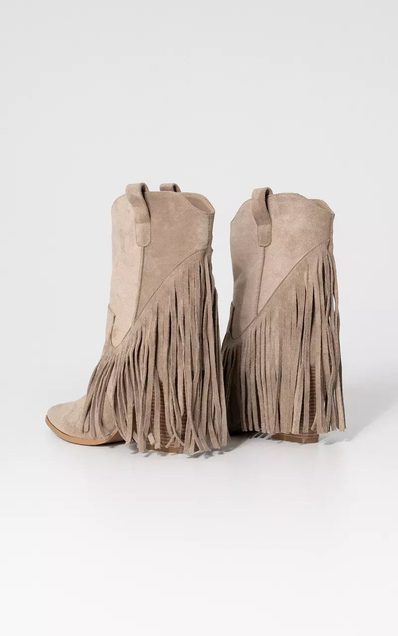 Suede-look boots with frills Beige