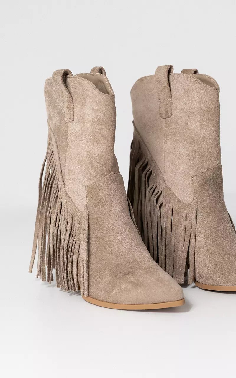 Suede-look boots with frills Beige