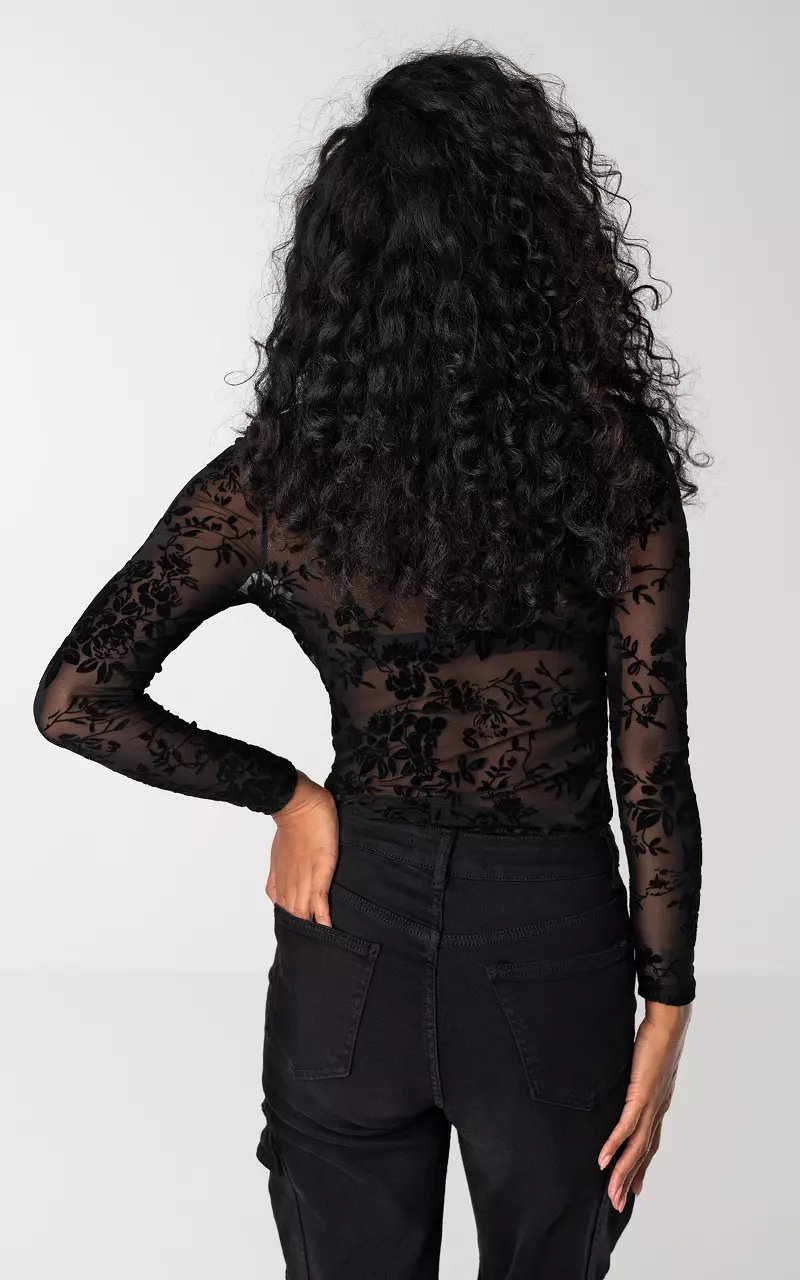 See through top Zwart