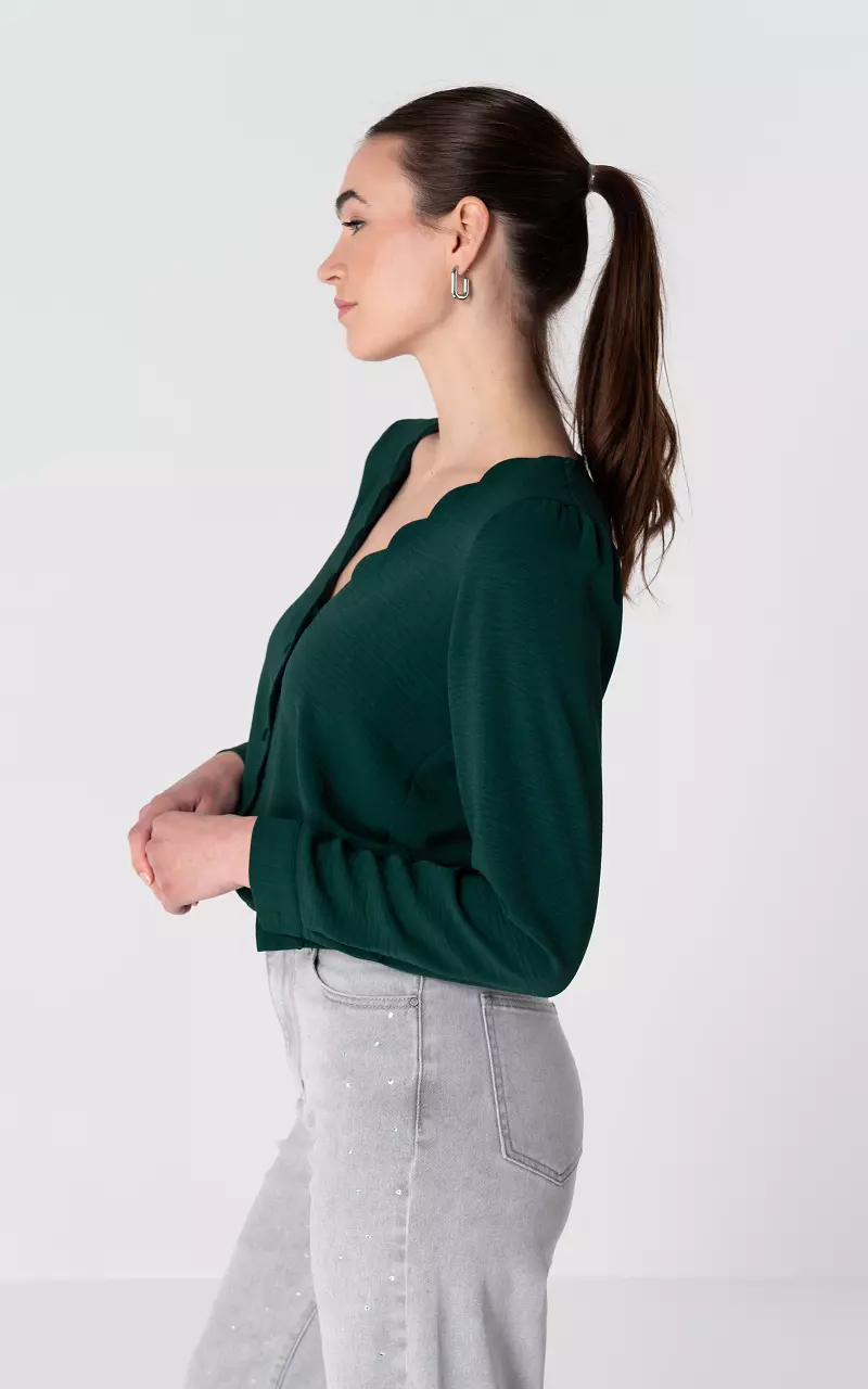 V-neck blouse with buttons Dark Green