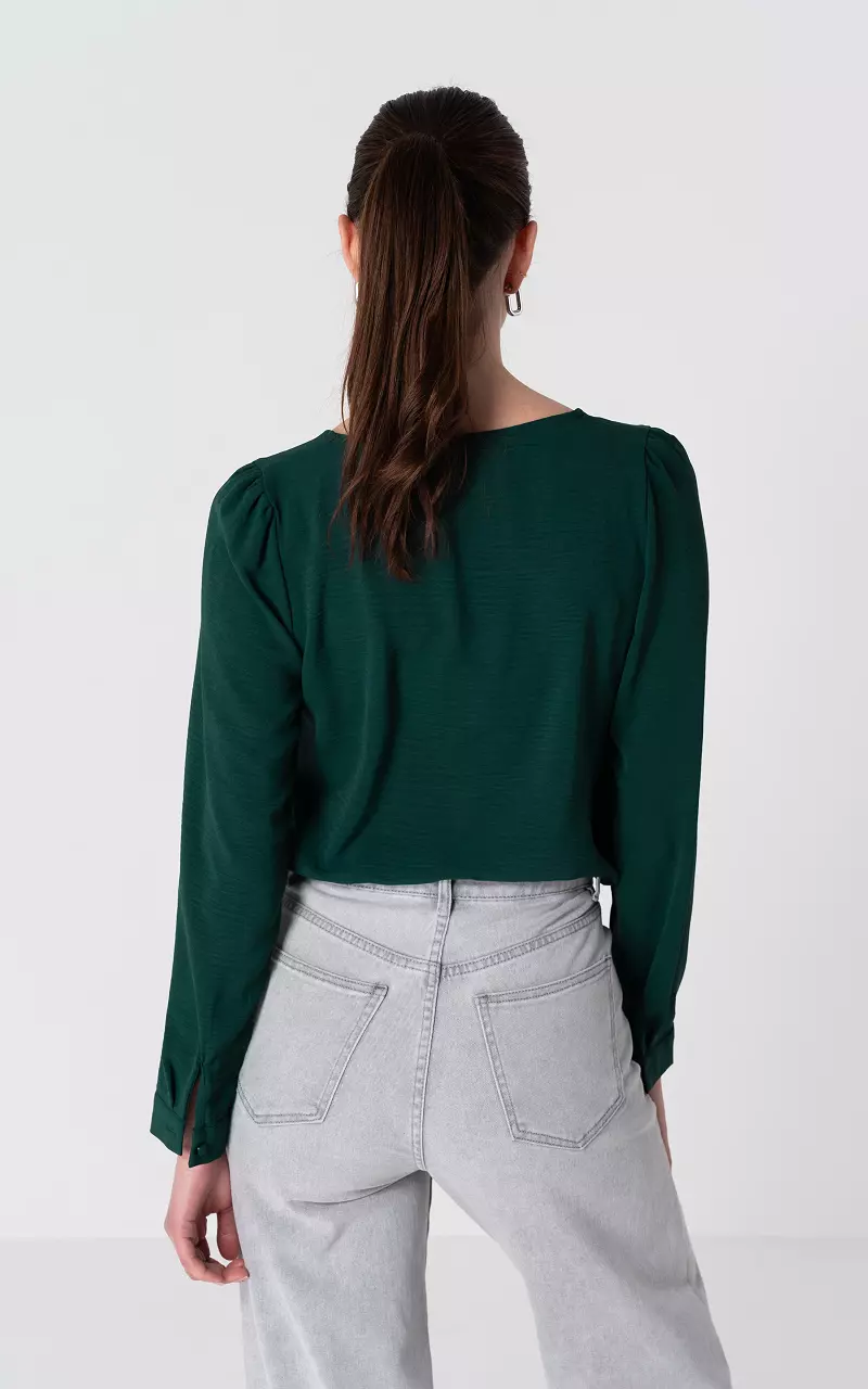 V-neck blouse with buttons Dark Green