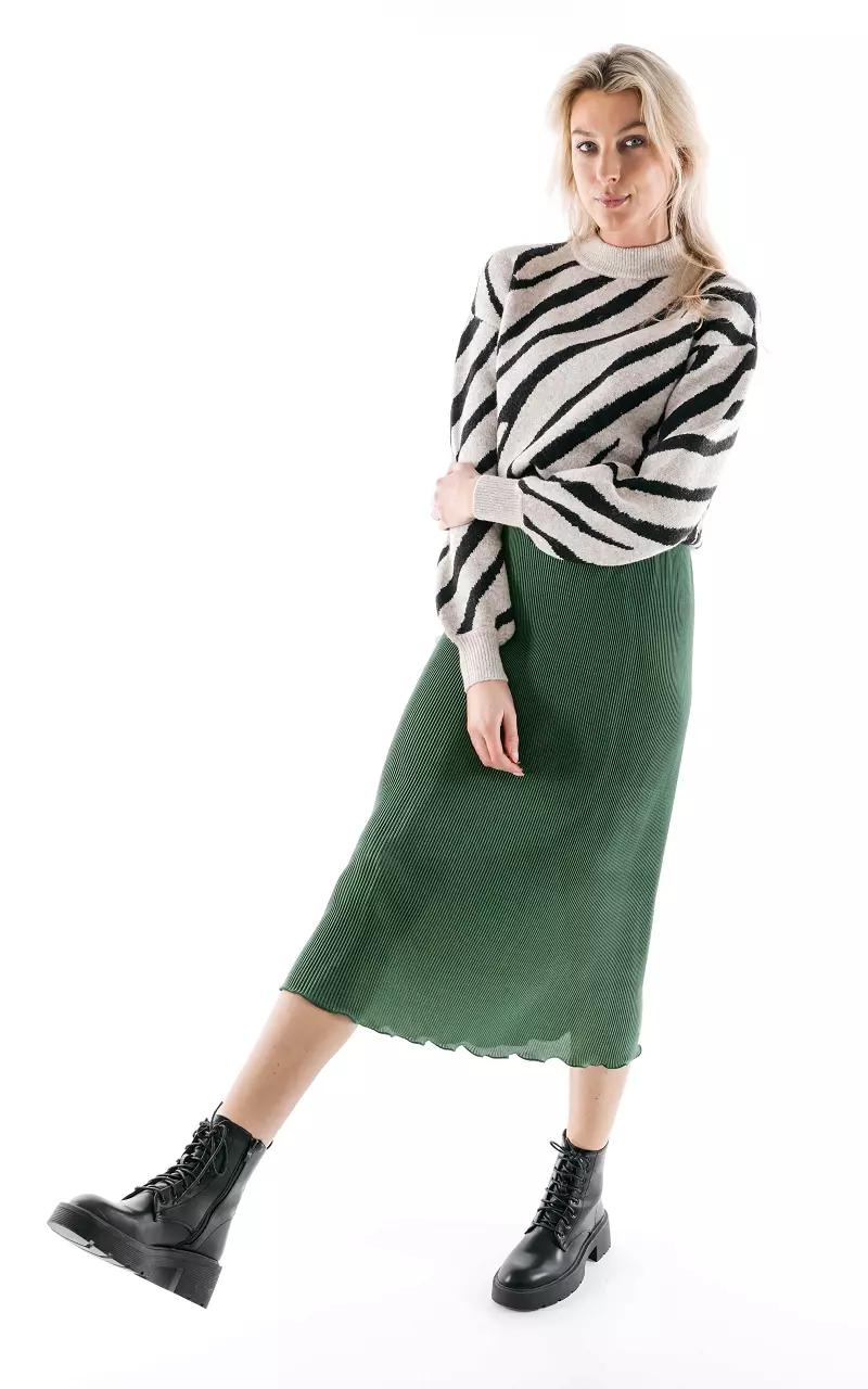 Plissé skirt with elasticated waistband Green