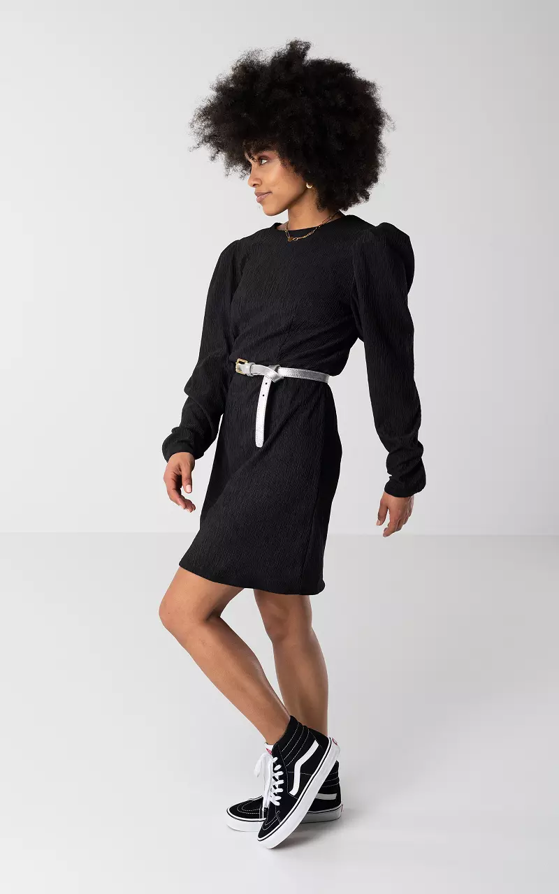 Mini Kleid mit Schulterpolster - Schwarz