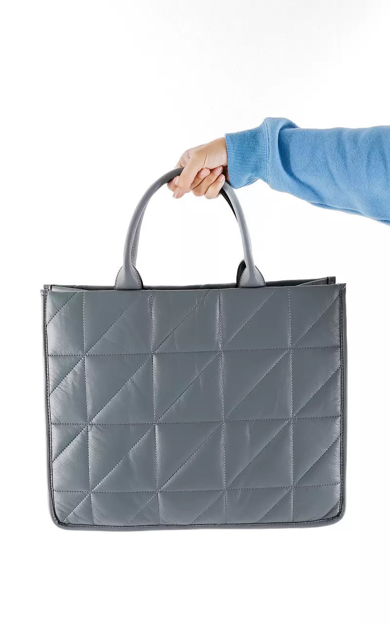 Padded shopper with zip Blue