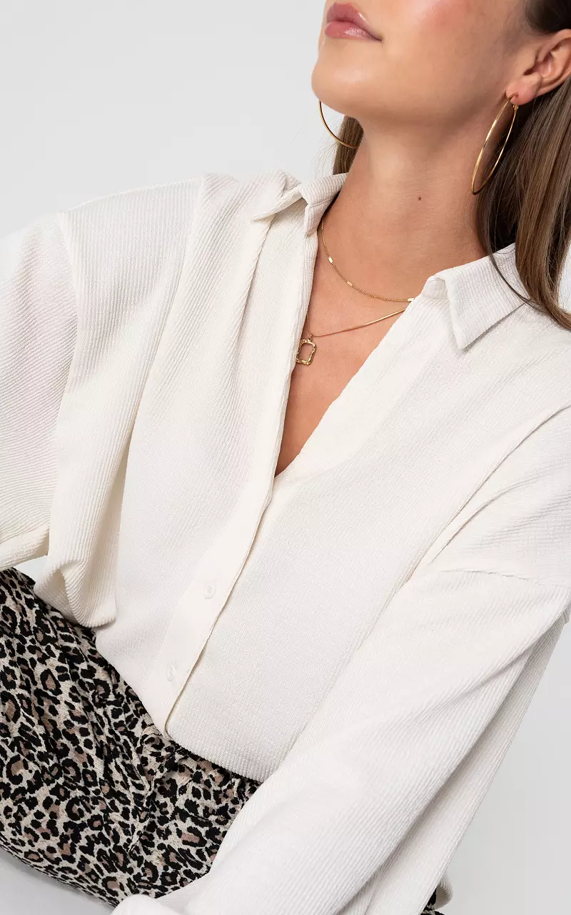 Oversized blouse with buttons Cream