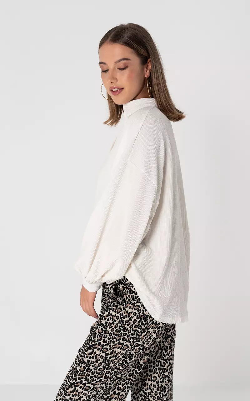 Oversized blouse with buttons Cream