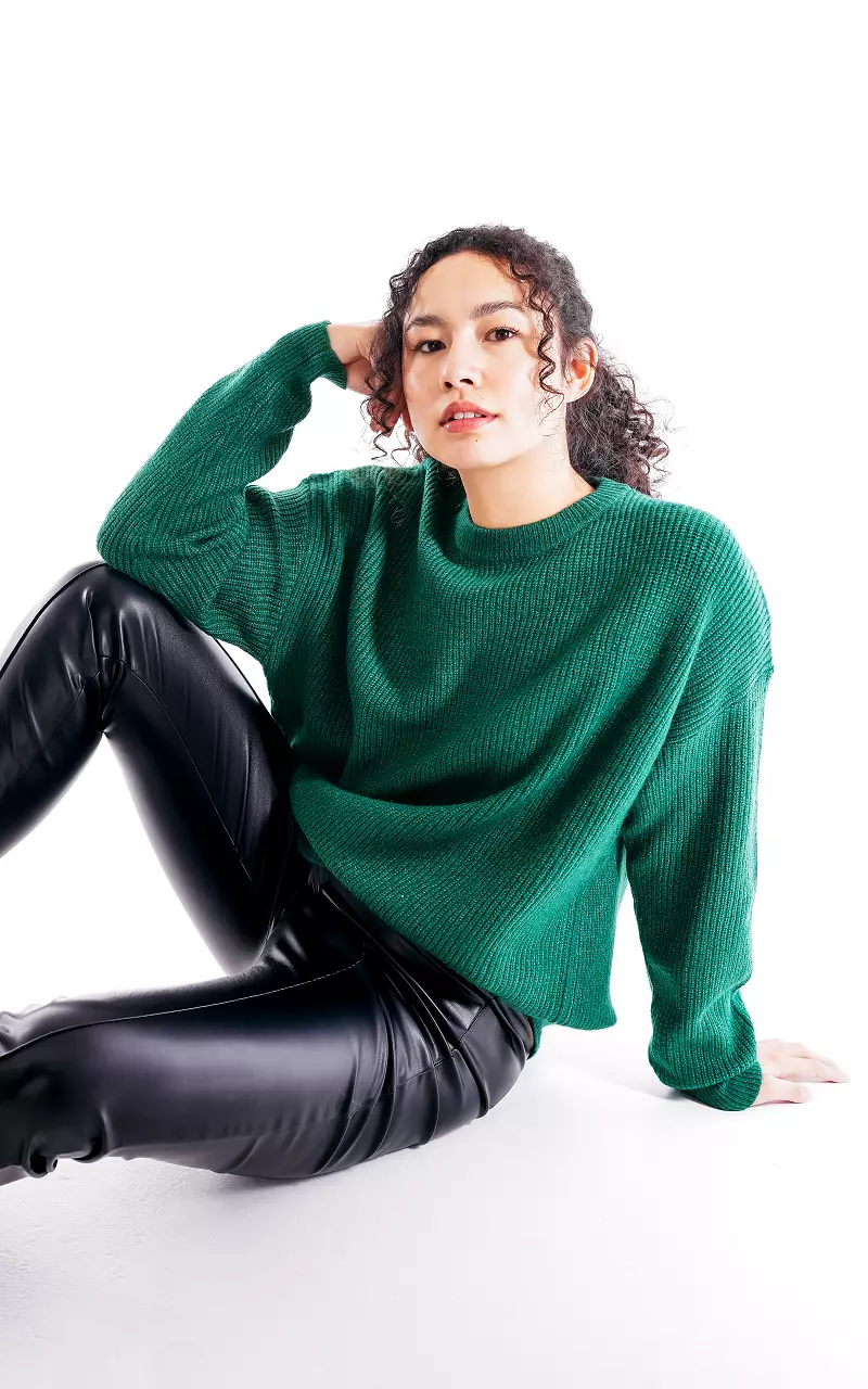 Sweater with round neck Green