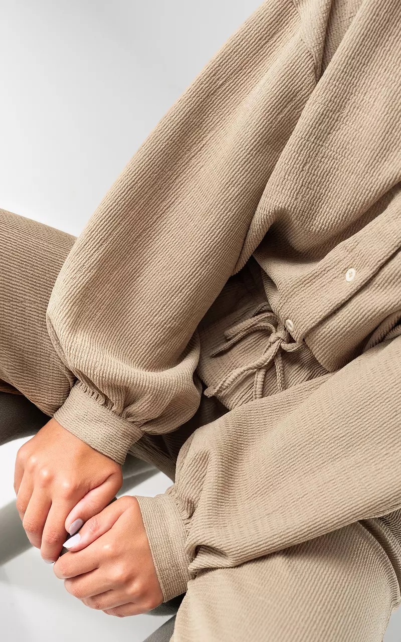 Oversized blouse with buttons Beige