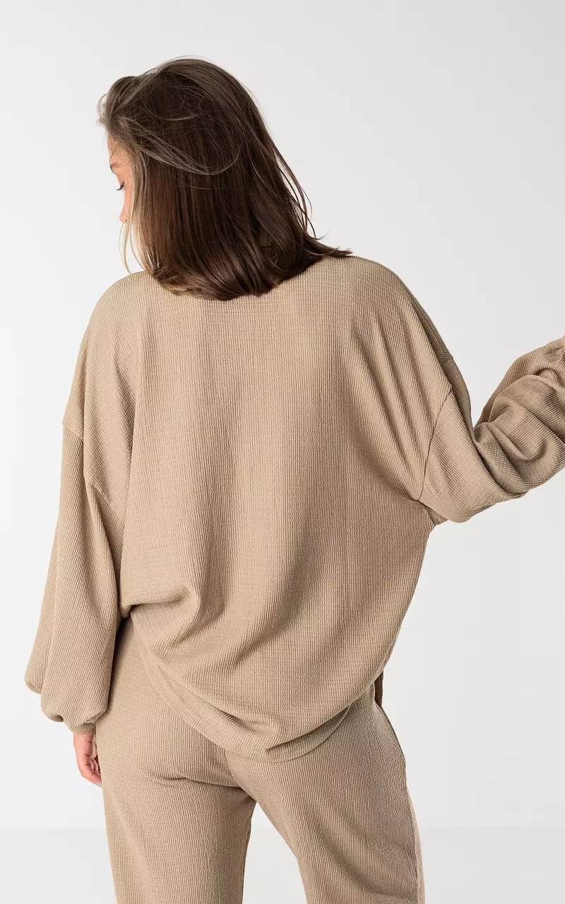 Oversized blouse with buttons Beige