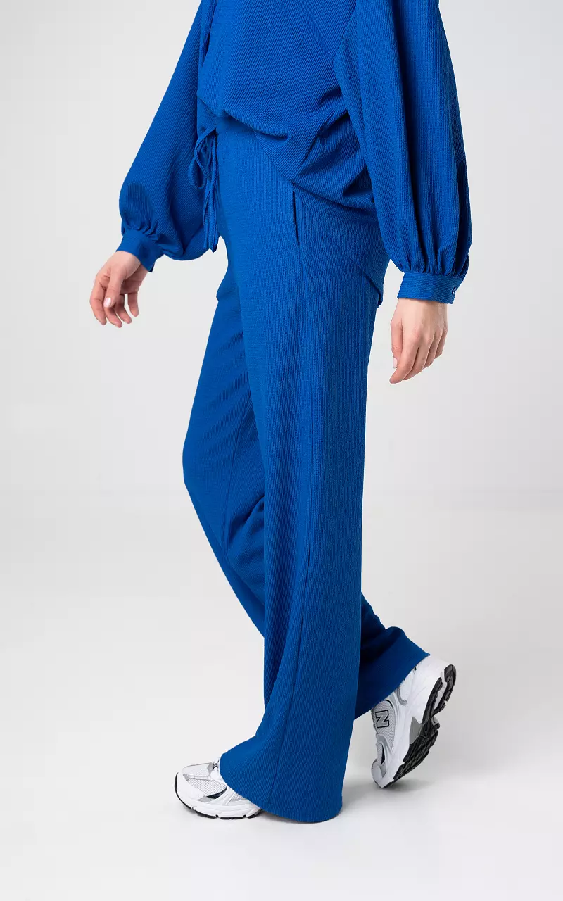 Wide leg trousers with tie Cobalt Blue