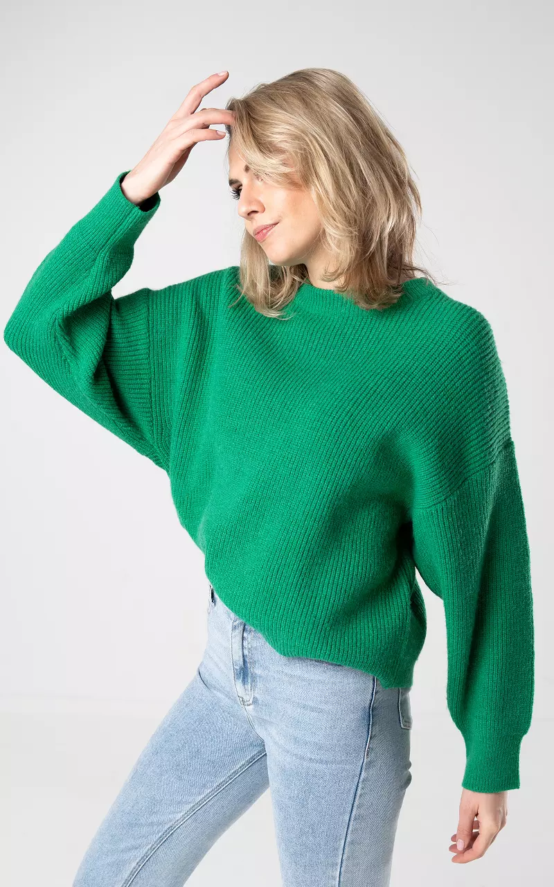 Sweater with round neck Green