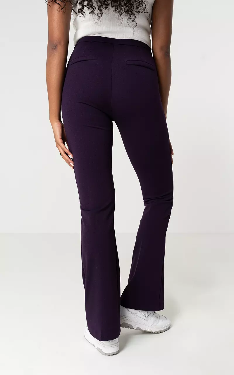 High-waist, flared trousers Dark-Purple