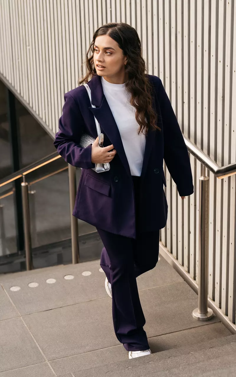 High-waist, flared trousers Dark-Purple