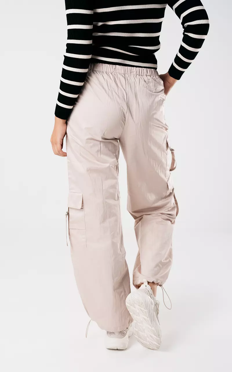 Parachute pants with silver-coloured details