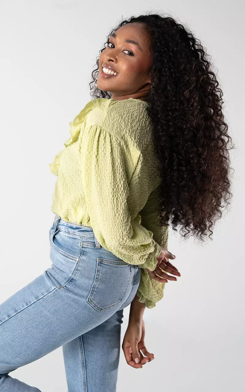 Bluse mit Volant Hellgrün