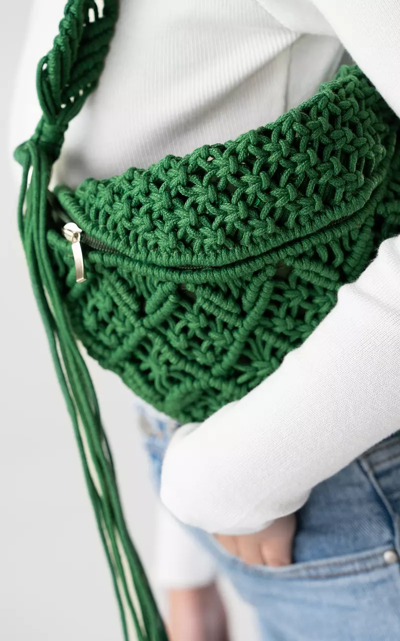 Macrame shoulderbag with zip Green