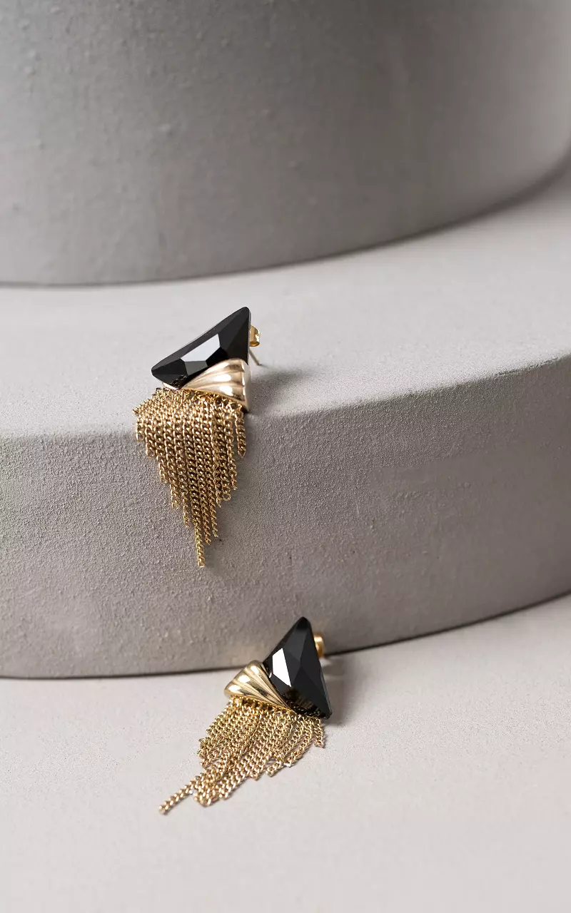 Earrings with triangle shape Gold Black