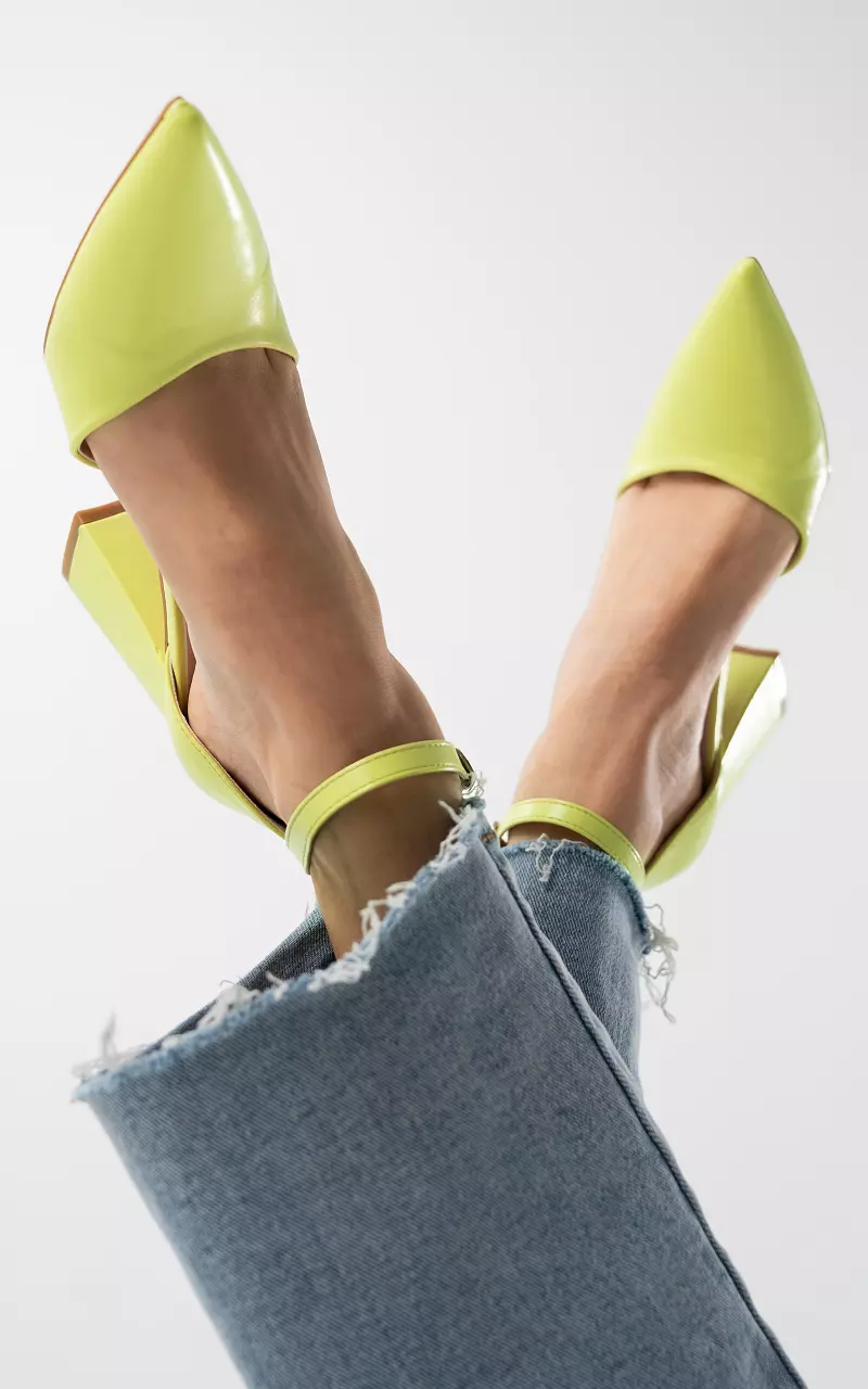 Neon yellow/ Green heels 4inch heels Worn once... - Depop