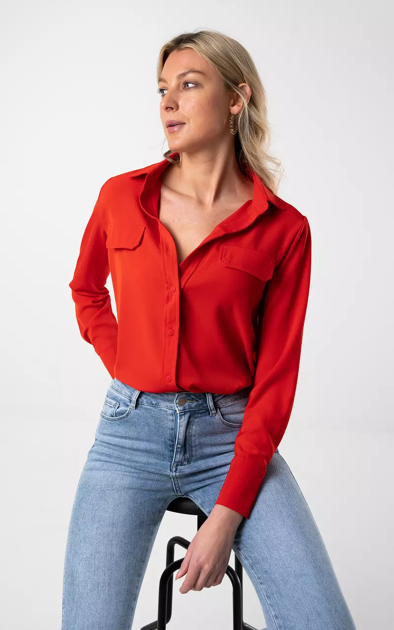 Blouse with buttons Red