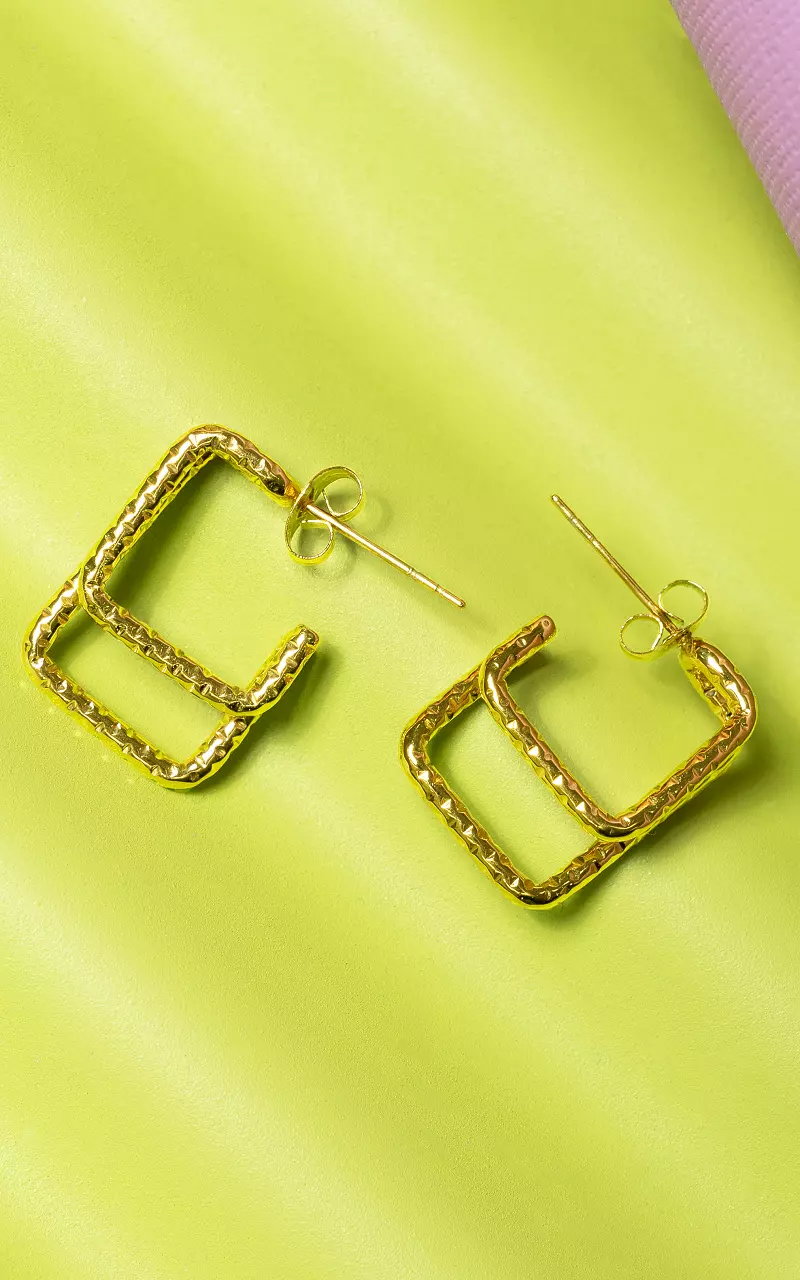 Rectangle earrings of stainless steel Gold