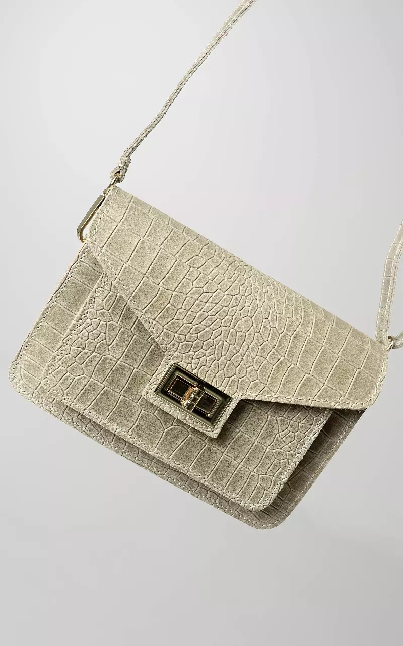 Leather bag with gold-coloured details Taupe