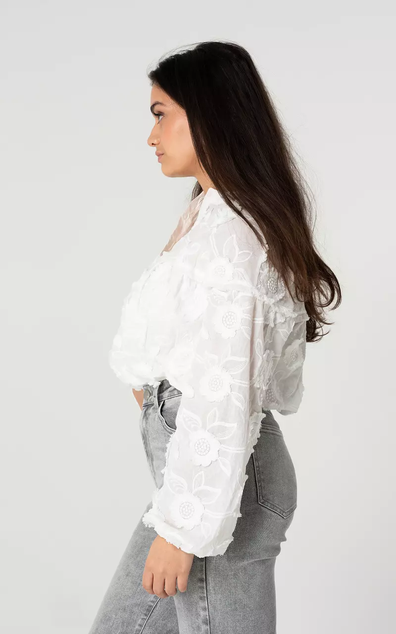 Transparente Stick-Bluse - Weiß | Guts & Gusto