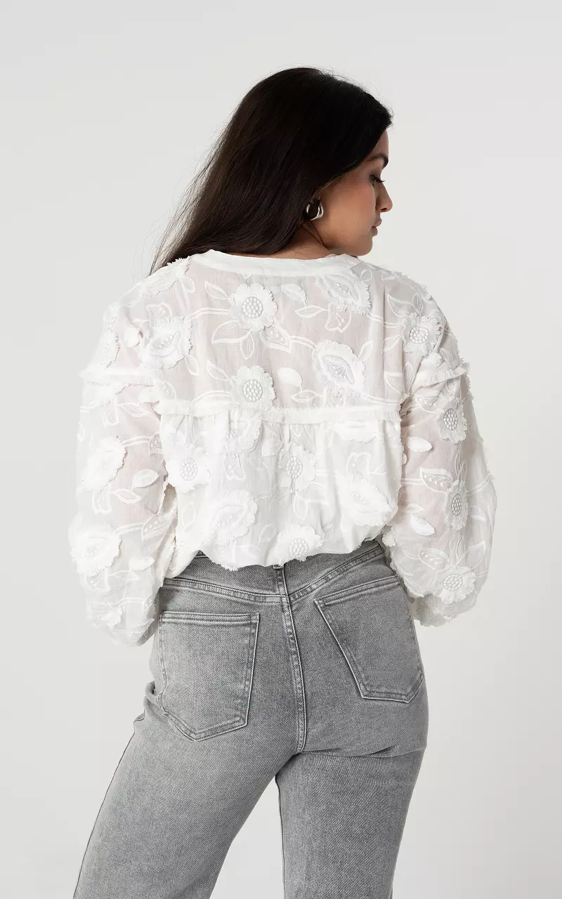 Geborduurde blouse Wit