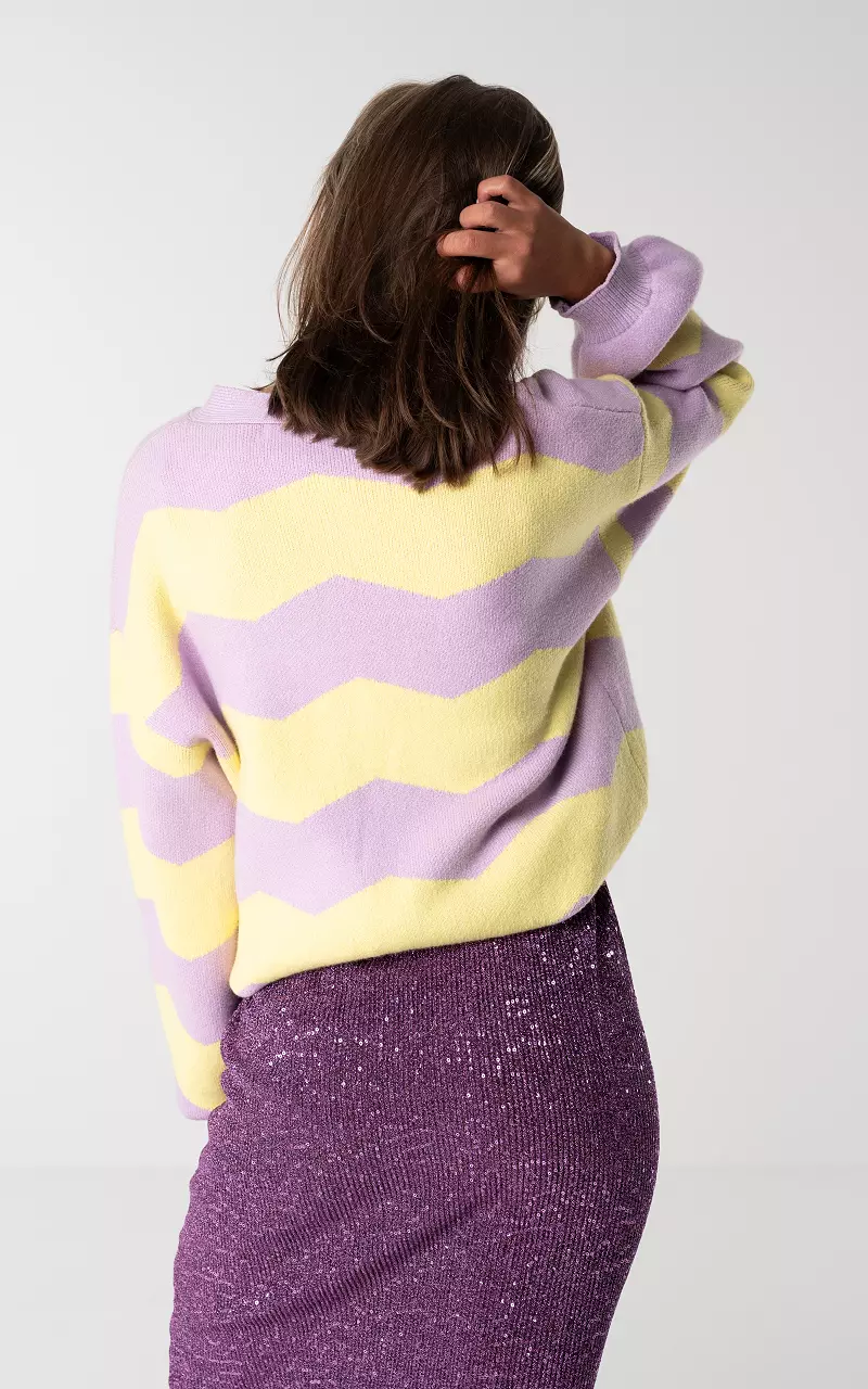 Cardigan with v-neck - Lilac Yellow