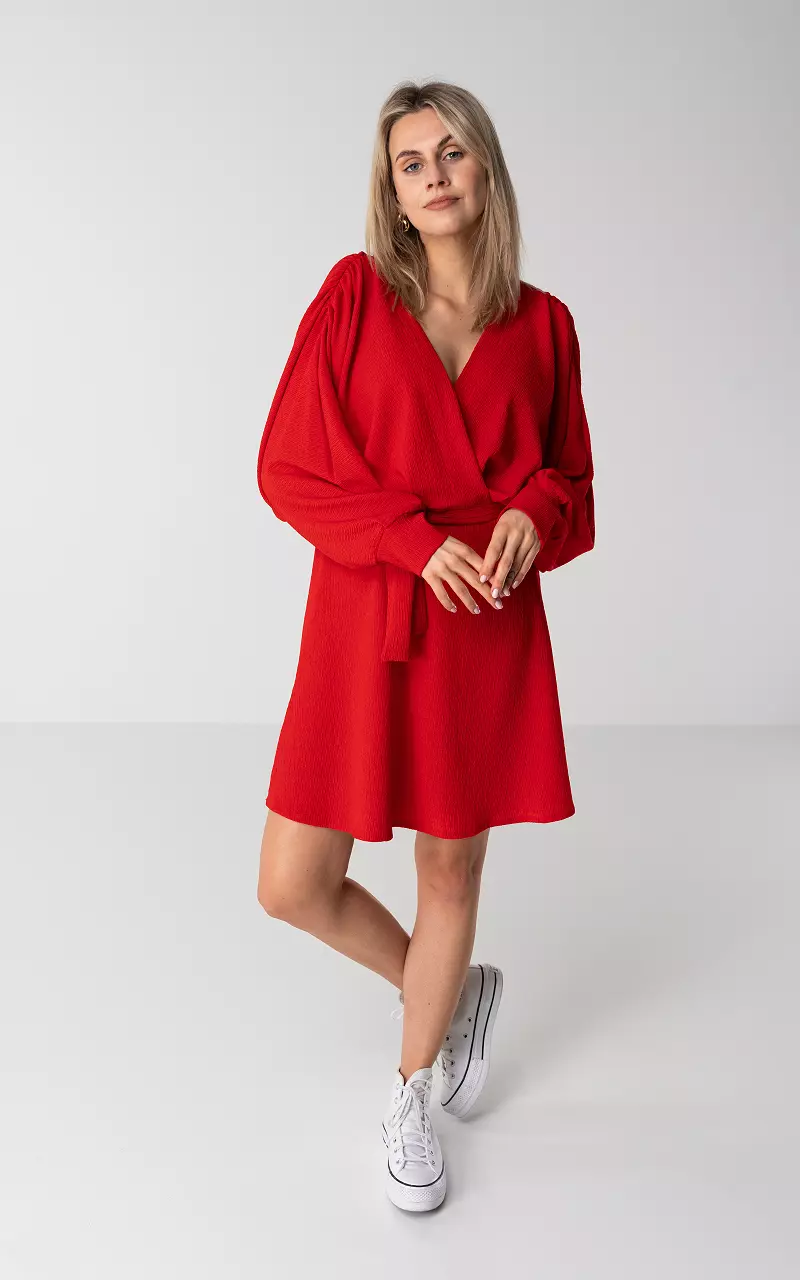 Stretchy Kleid mit V-Ausschnitt Rot