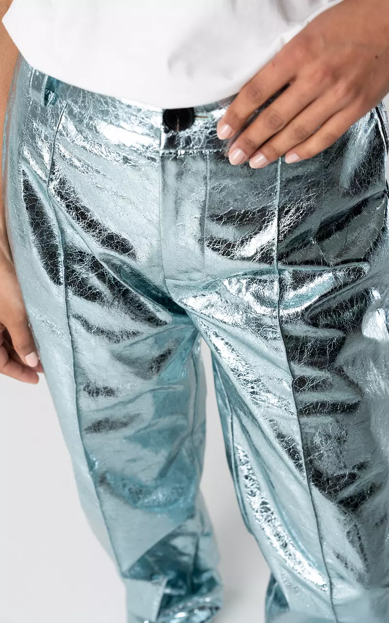 MANGO Women's Metalised-Tone Wideleg Trousers - Macy's