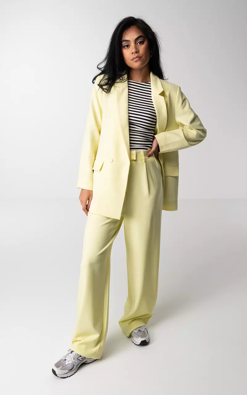 Pantalon straight wide leg Jaune Clair