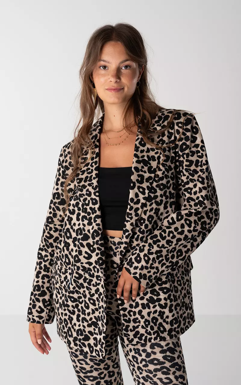 Leopard print sales womens blazer