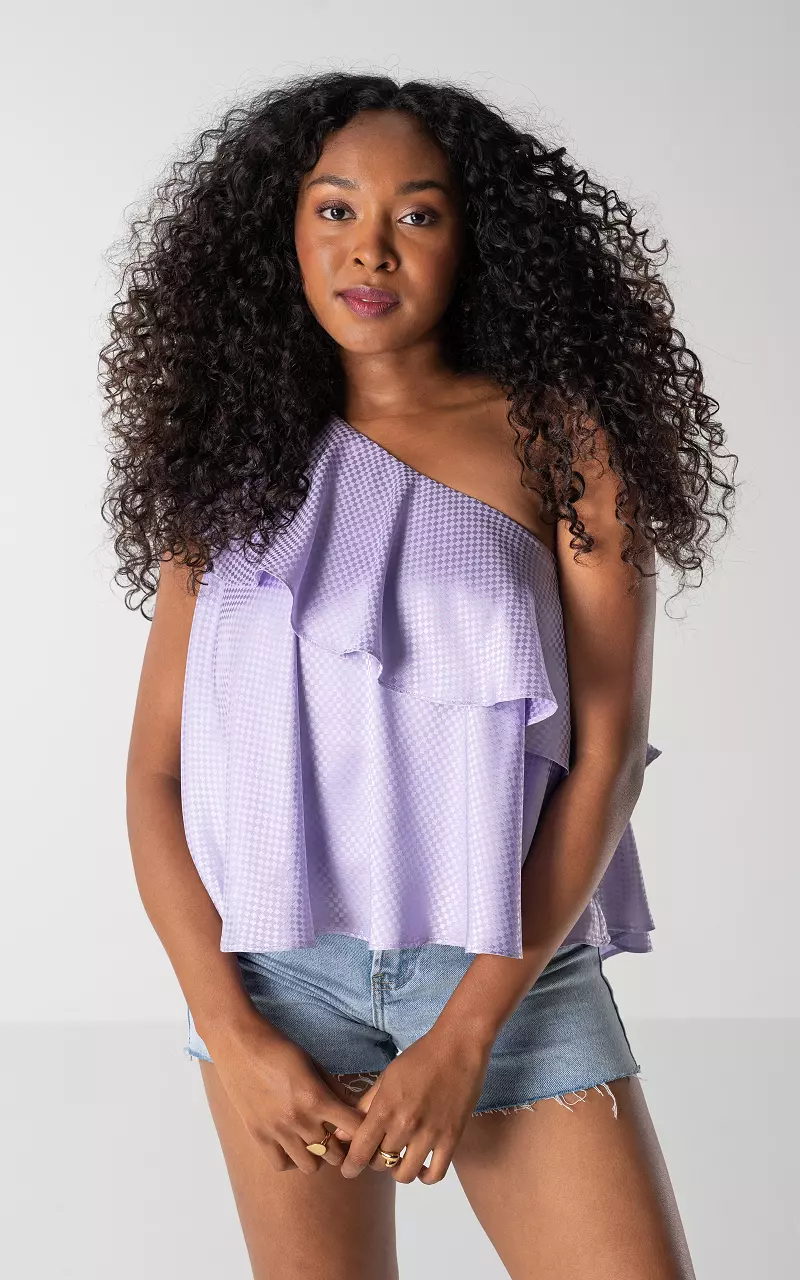 One shoulder laagjes top Lila