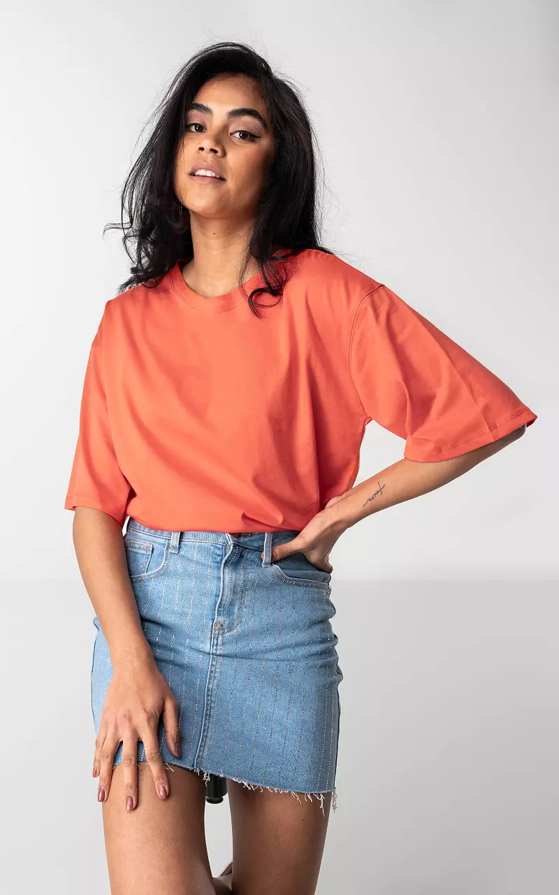 Basic katoenen t-shirt Oranje
