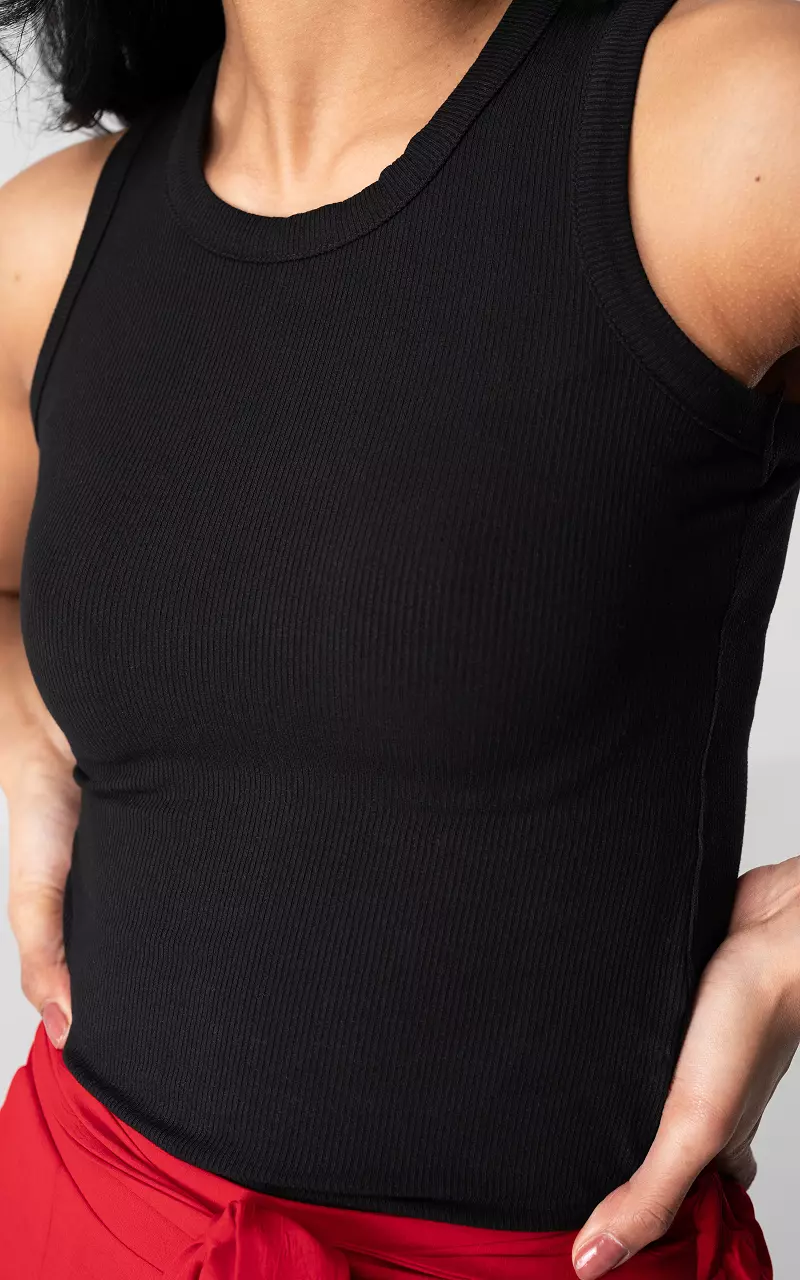 Tanktop with ribbed detail Black