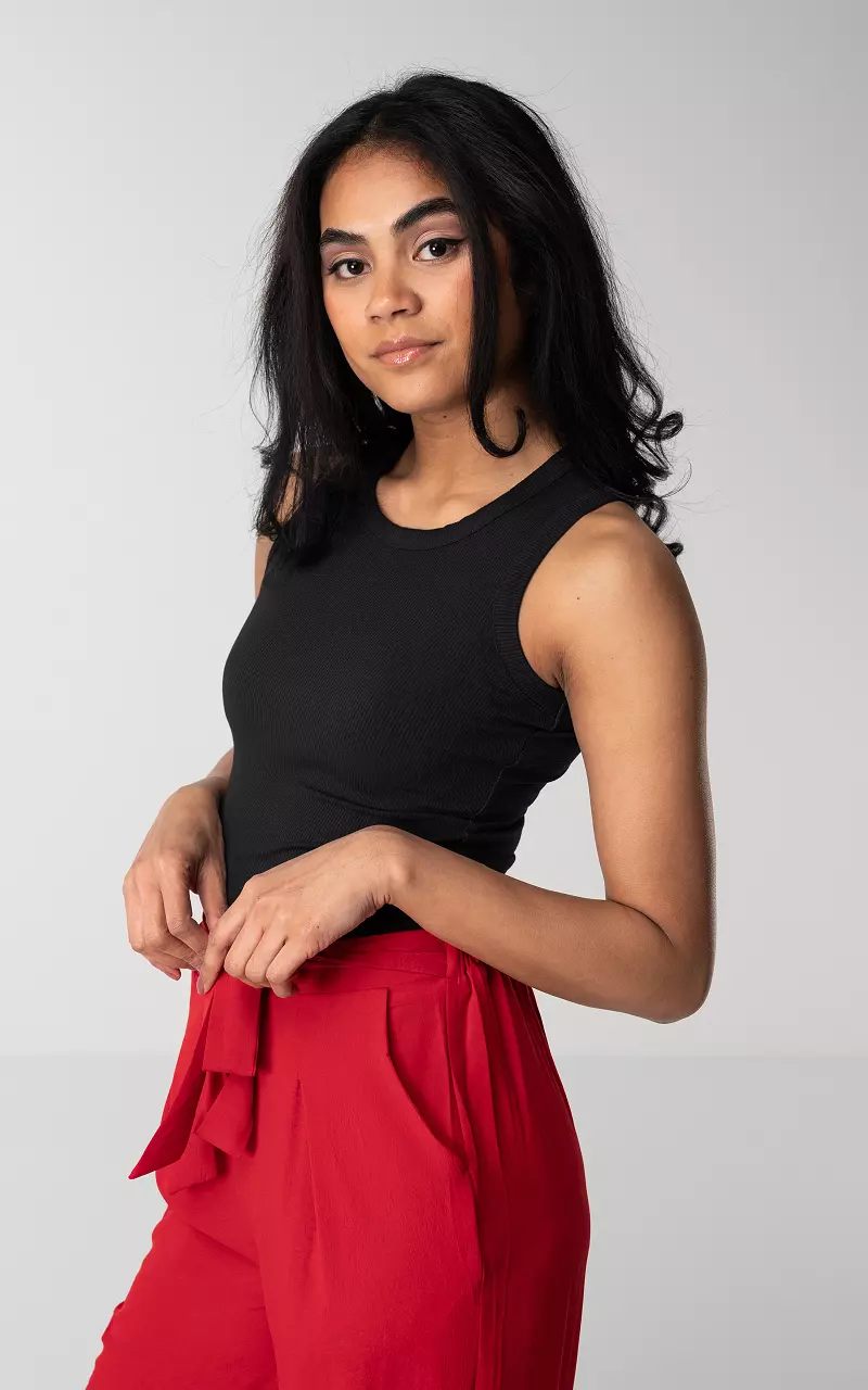 Tanktop with ribbed detail Black