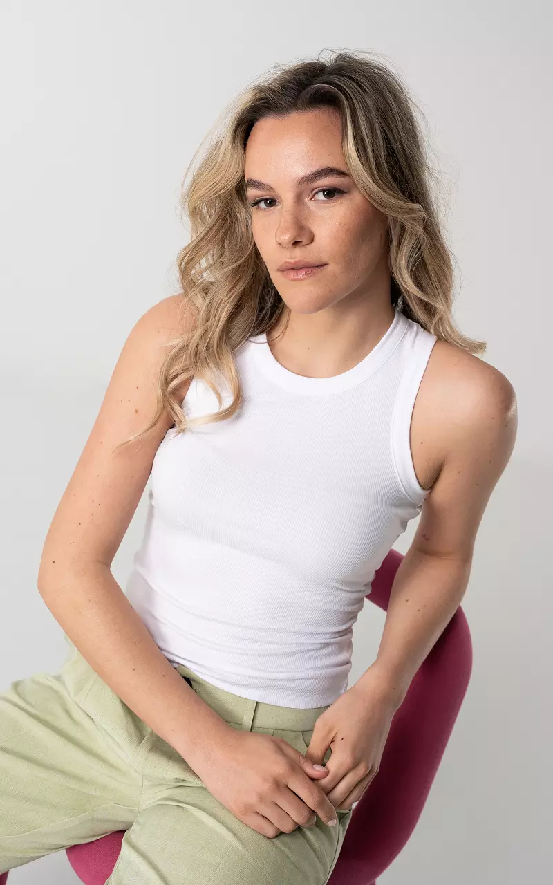 Tanktop with ribbed detail White