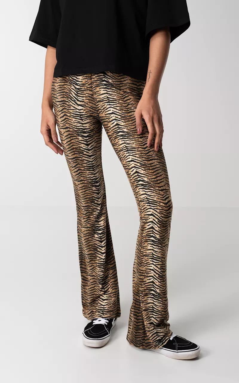Flared trousers with print Brown Black
