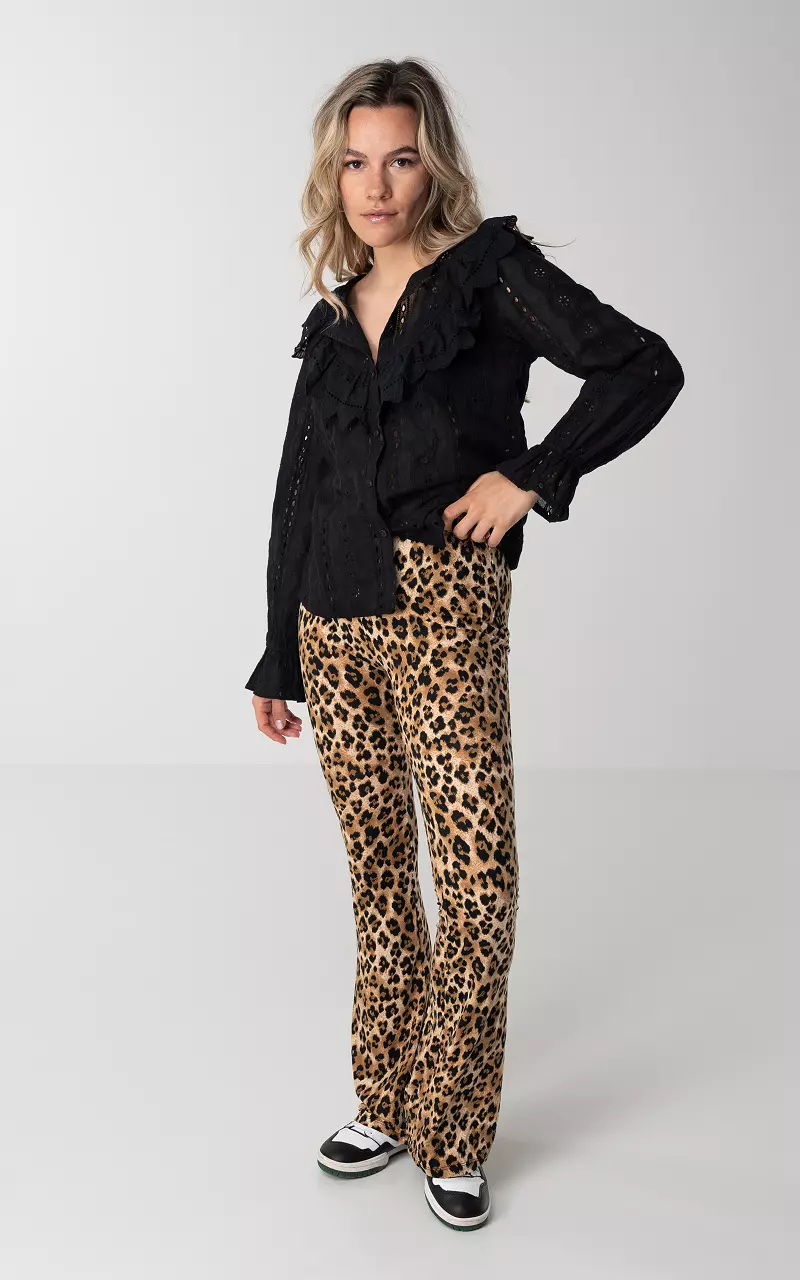 Flared pants with leopard print - Light Brown Black