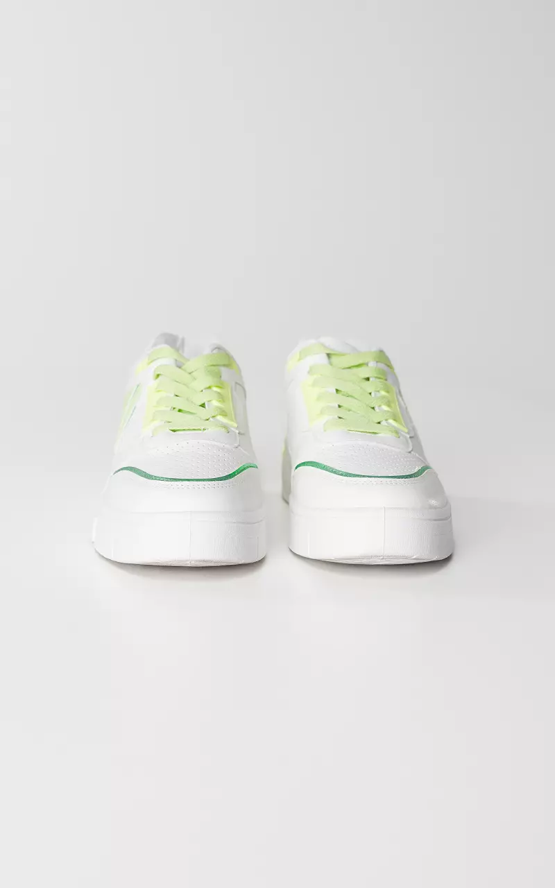 Lace-up sneakers with thick sole - White Neon Green