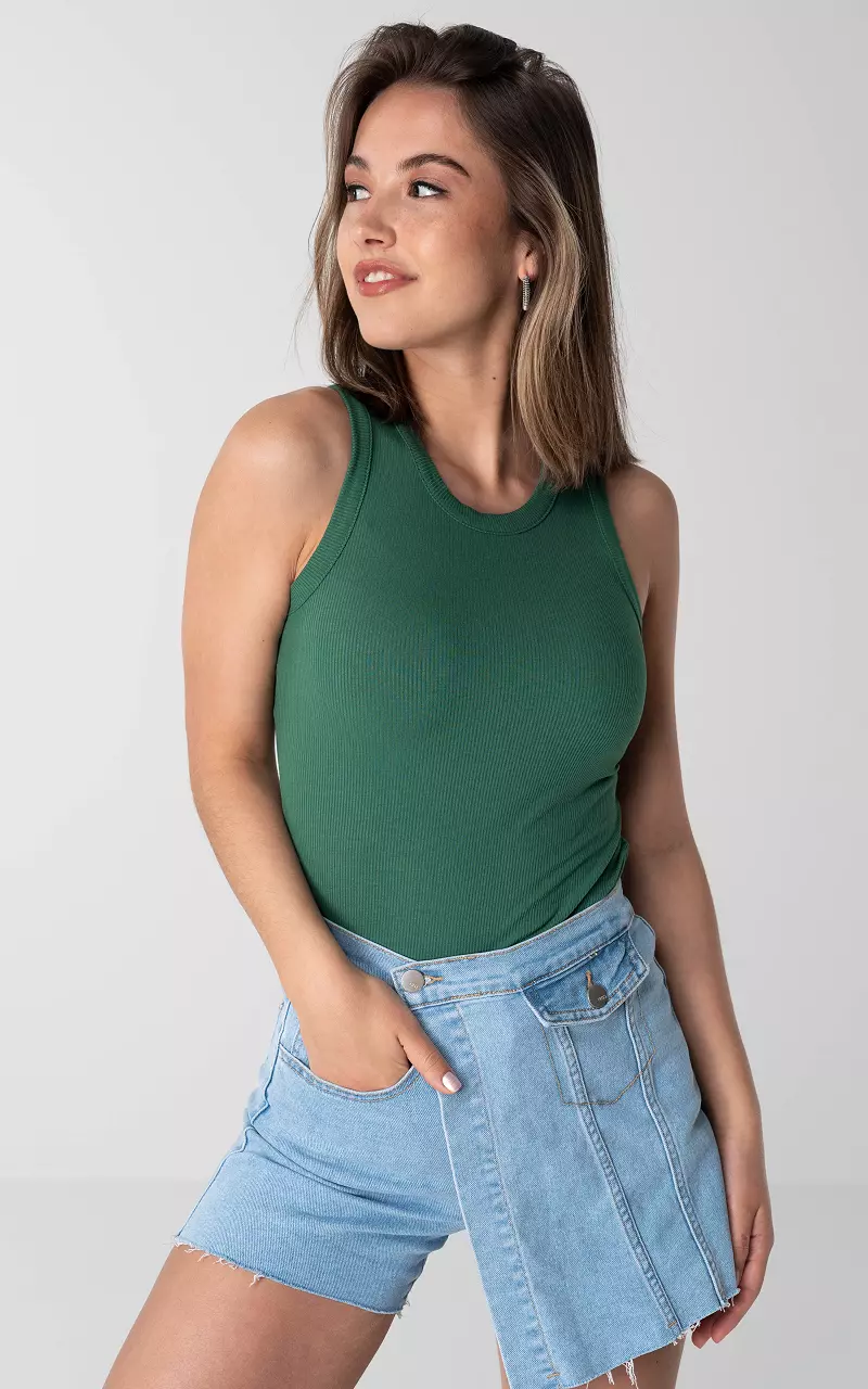 Tanktop with ribbed detail Green