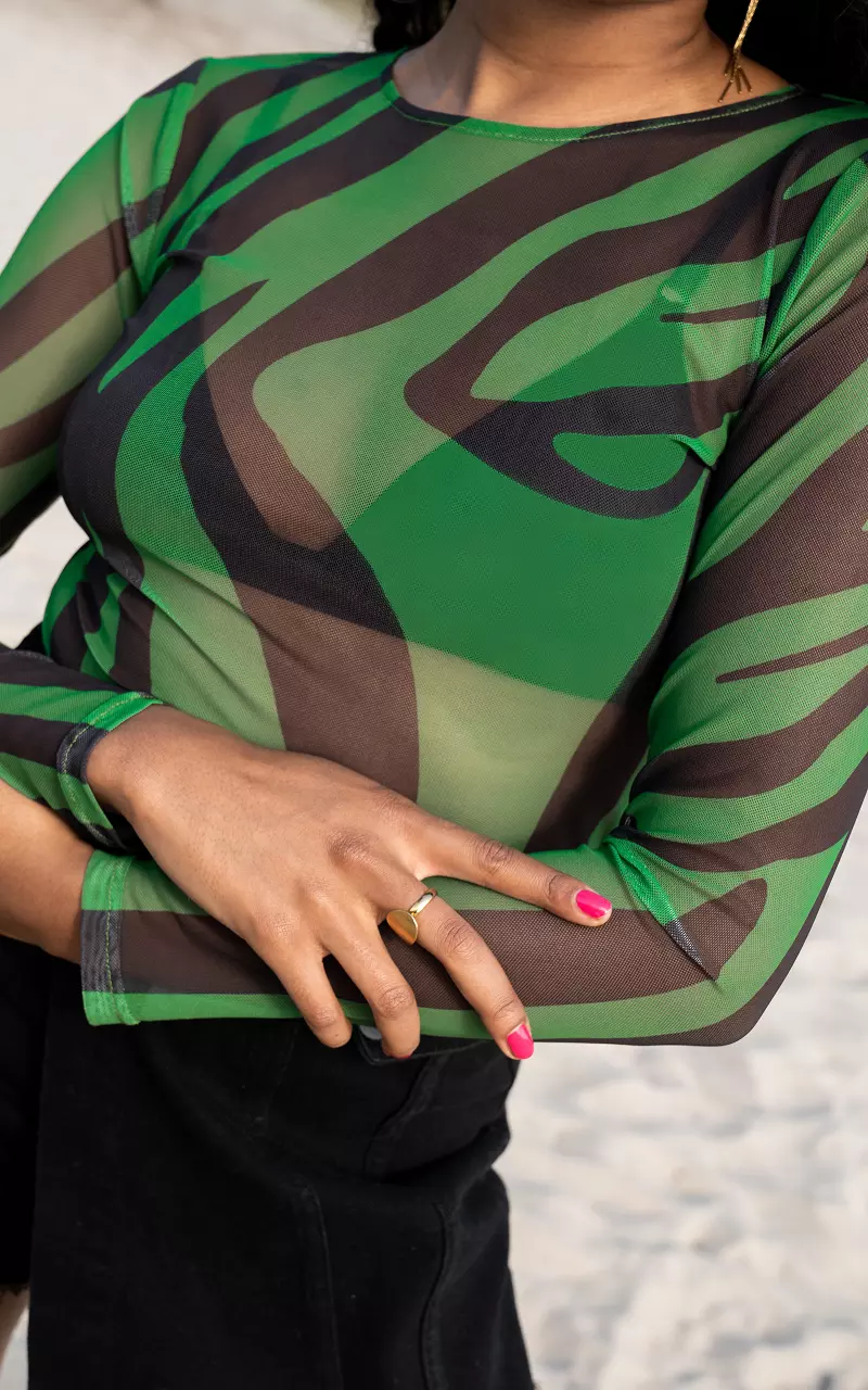 Zelos Women's Mesh Accent Tank Top, Size S, Multicolor Print