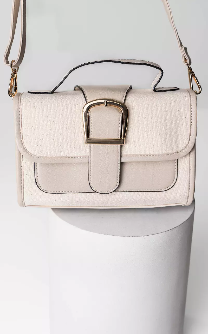 Bag with gold-coloured details Beige Cream
