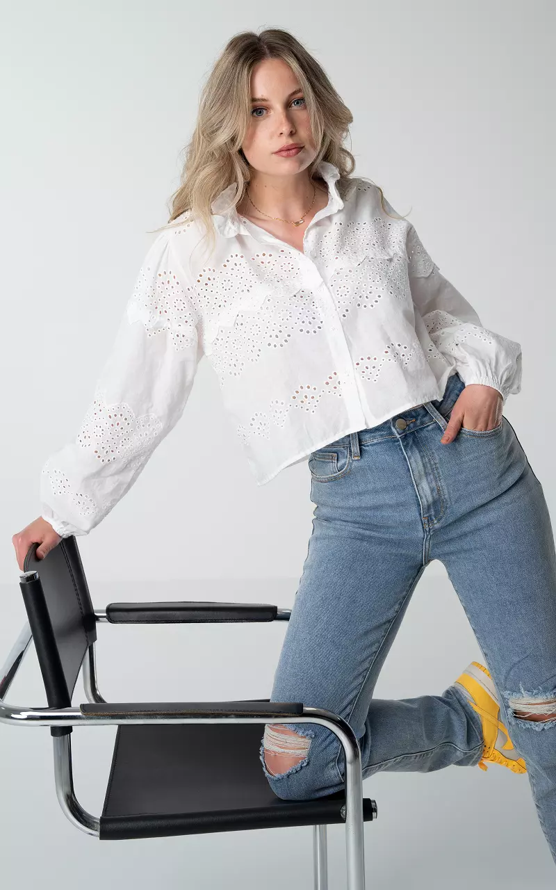 Short blouse with embroidery details White