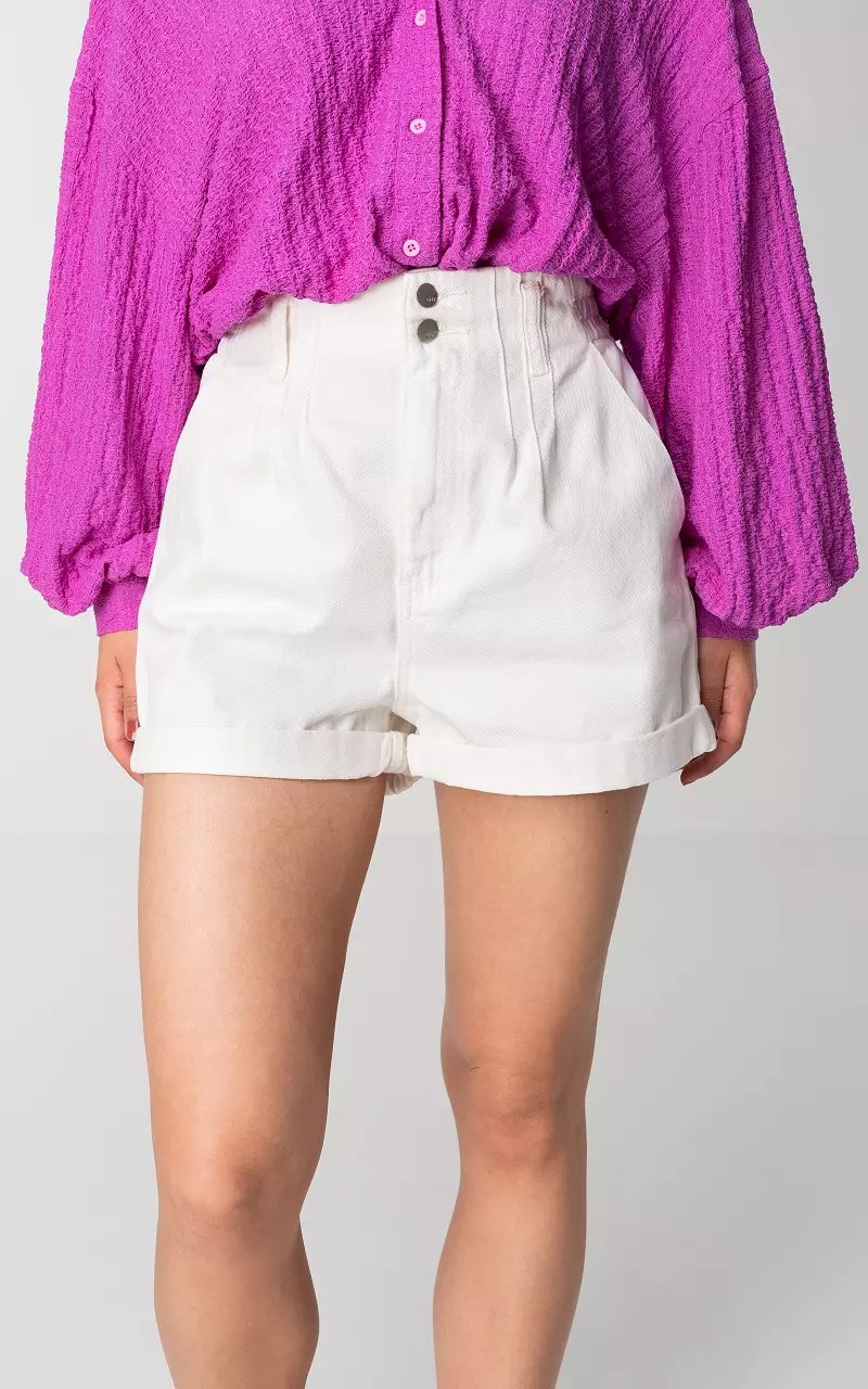 Paperbag Shorts aus Baumwolle Creme