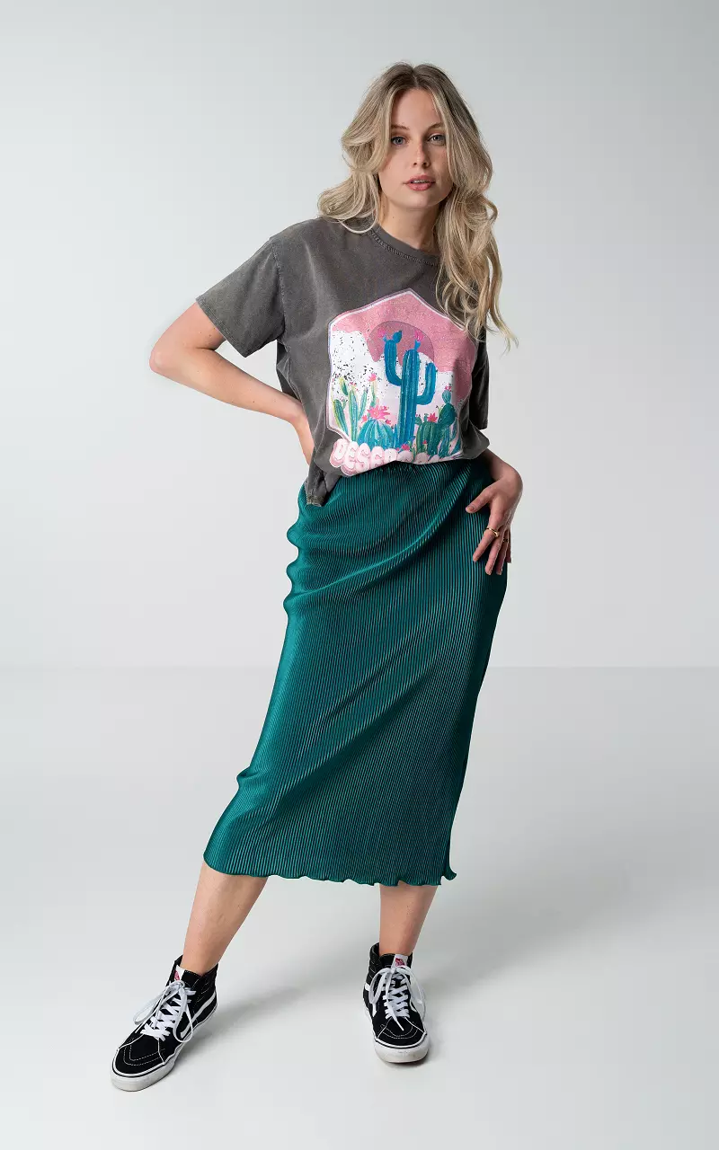 Plissé skirt with elasticated waistband Petrol