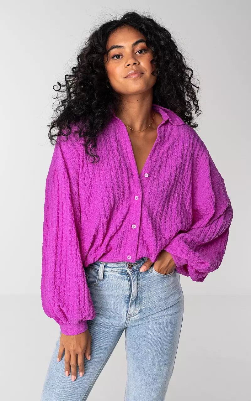 V-neck blouse with buttons Purple